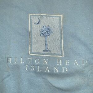 Hilton Head Island Sweatshirt: Powder Blue, Embroidered Design, Cozy Comfy Beach